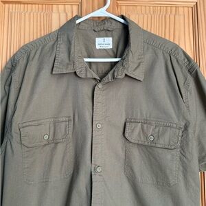 Mutual Weave Olive Green Mens Button-Up Shirt Short Sleeve Size XXL